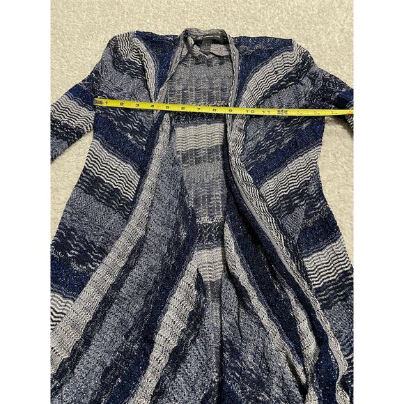 INC International Concepts Womens Small Knitted Flowy Shimmer Long Cardigan Blue - Picture 3 of 9